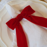 Red Velvet Bow Napkin Ring Set of 2 or 4
