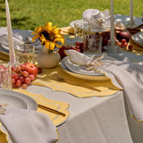 Tablescape with White ribbed ceramic vase