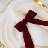 Burgundy Velvet Bow Napkin Ring Set of 2 or 4