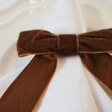 Camel Velvet Bow Napkin Ring Set of 2 or 4