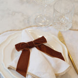 Camel Velvet Bow Napkin Ring Set of 2 or 4