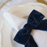 Blue Velvet Bow Napkin Ring Set of 2 or 4