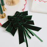 Pine Green Velvet Bow Napkin Ring - Set of 2 or 4