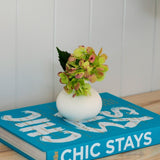 White Ribbed Ceramic Vase