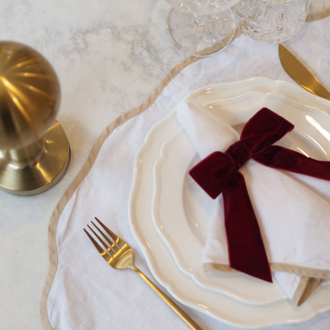 Burgundy Velvet Bow Napkin Ring Set of 2 or 4