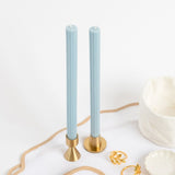 French Blue Fluted Dinner Candle - Pack of 2